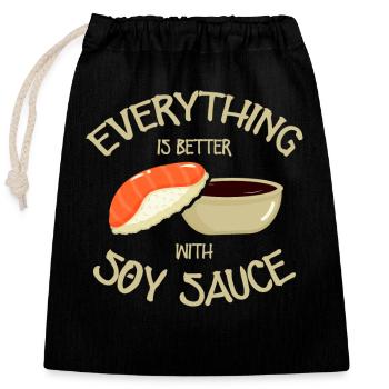 Everything is better sushi lovers Japan - Closable cotton gift bag (25x30cm) - black - Front