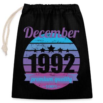 Né en décembre 1992 30 ans 30s 30e anniversaire - Sac cadeau en coton avec cordon (25 x 30 cm) - noir - Devant