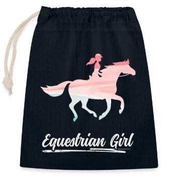 Équitation Fille Équestre Dressage - Sac cadeau en coton avec cordon (25 x 30 cm) - bleu marine - Devant