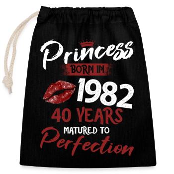 40ème anniversaire 40 ans de perfection Princesse 1982 - Sac cadeau en coton avec cordon (25 x 30 cm) - noir - Devant