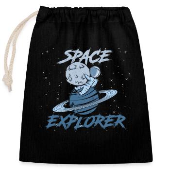 Astronaut Space Explorer - Verschließbarer Geschenkbeutel aus Baumwolle (25x30cm) - Schwarz - Vorne