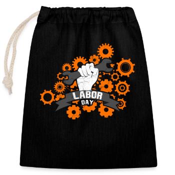Fête du Travail - Sac cadeau en coton avec cordon (25 x 30 cm) - noir - Devant