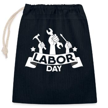 Fête du Travail - Sac cadeau en coton avec cordon (25 x 30 cm) - bleu marine - Devant