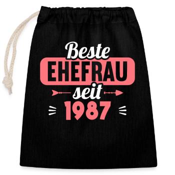 Beste Ehefrau Bester Ehemann seit 1987 - Verschließbarer Geschenkbeutel aus Baumwolle (25x30cm) - Schwarz - Vorne