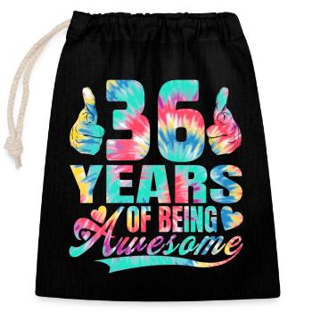 36ème anniversaire ou anniversaire 36 ans « génial » - Sac cadeau en coton avec cordon (25 x 30 cm) - noir - Devant