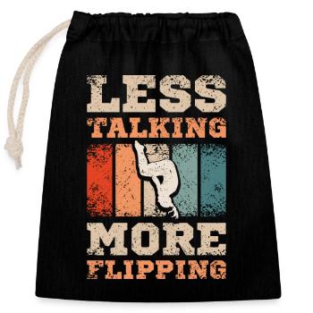Moins parler plus flipper gymnastique - Sac cadeau en coton avec cordon (25 x 30 cm) - noir - Devant