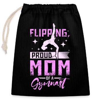 Retourner fière maman d’une gymnaste - Sac cadeau en coton avec cordon (25 x 30 cm) - noir - Devant