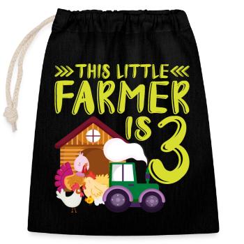 Ce petit agriculteur est 3 ferme thématique - Sac cadeau en coton avec cordon (25 x 30 cm) - noir - Devant