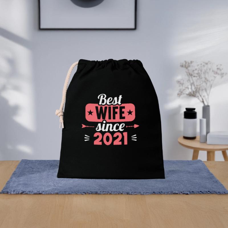 Beste Ehefrau Bester Ehemann seit 2021 Verschließbarer Geschenkbeutel aus Baumwolle (25x30cm)