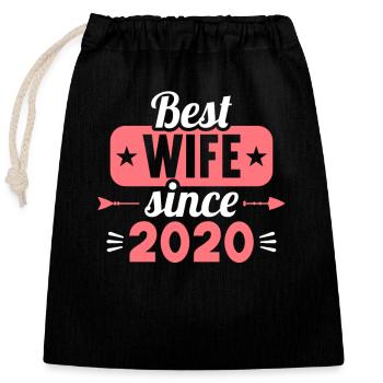 Meilleure femme Meilleur mari depuis 2020 - Sac cadeau en coton avec cordon (25 x 30 cm) - noir - Devant