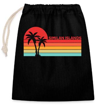 Vintage Thailand Asia Sunset Similan Islands - Closable cotton gift bag (25x30cm) - black - Front
