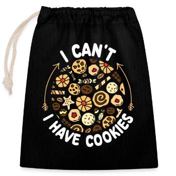 I Can't I Have Cookies | Bake Tshirt | - Closable cotton gift bag (25x30cm) - black - Front