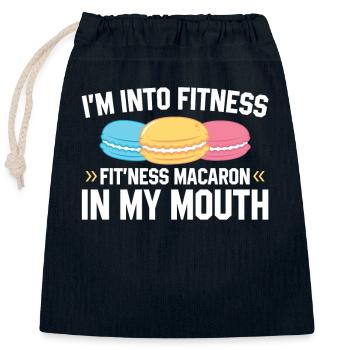 Fit'ness Macaron In My Mouth | Bake Tshirt | - Closable cotton gift bag (25x30cm) - navy - Front