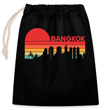 Vintage Thailand Vacation Asia Sunset Bangkok - Verschließbarer Geschenkbeutel aus Baumwolle (25x30cm) - Schwarz - Vorne