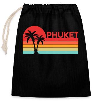 Vintage Thailand Vacation Asia Sunset Phuket - Verschließbarer Geschenkbeutel aus Baumwolle (25x30cm) - Schwarz - Vorne