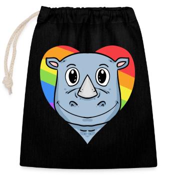 Nashorn Lgbt Regenbogen Farben - Verschließbarer Geschenkbeutel aus Baumwolle (25x30cm) - Schwarz - Vorne