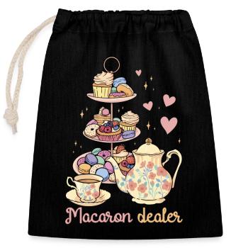 Macaron Dealer | Bake Tshirt | Pastry lovers - Closable cotton gift bag (25x30cm) - black - Front