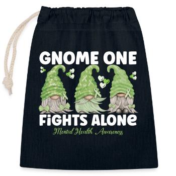 Gnome One se bat seul Santé mentale - Sac cadeau en coton avec cordon (25 x 30 cm) - bleu marine - Devant