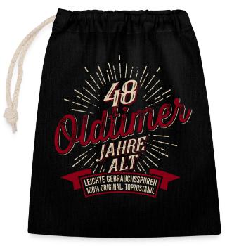 48. Geburtstag Oldtimer - Verschließbarer Geschenkbeutel aus Baumwolle (25x30cm) - Schwarz - Vorne