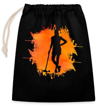 Croquet Retro - Closable cotton gift bag (25x30cm) - black - Front