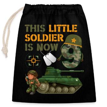 Ce petit soldat est maintenant 9 Army Tank 9. - Sac cadeau en coton avec cordon (25 x 30 cm) - noir - Devant