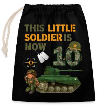 Ce petit soldat est maintenant 10 Char de l’Armée 10. - Sac cadeau en coton avec cordon (25 x 30 cm) - noir - Devant