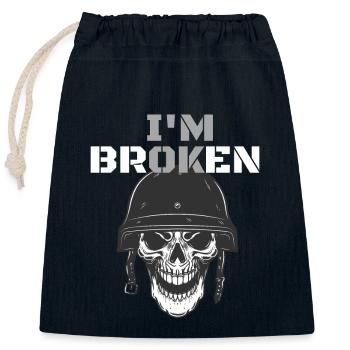 I am Broken - Verschließbarer Geschenkbeutel aus Baumwolle (25x30cm) - Navy - Vorne