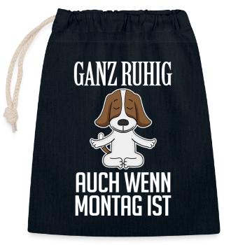 Basset Hound - Verschließbarer Geschenkbeutel aus Baumwolle (25x30cm) - Navy - Vorne