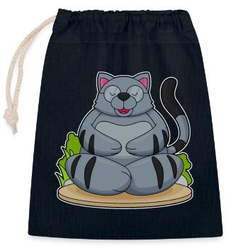 Méditation de fitness yoga pour chats - Sac cadeau en coton avec cordon (25 x 30 cm) - bleu marine - Devant