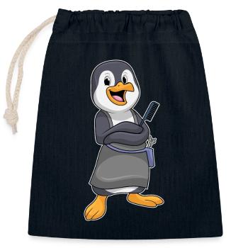 Pinguin Friseur Kamm - Verschließbarer Geschenkbeutel aus Baumwolle (25x30cm) - Navy - Vorne