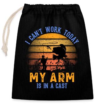 Angler Fish Fishing Rod Fishing Claim - Closable cotton gift bag (25x30cm) - black - Front