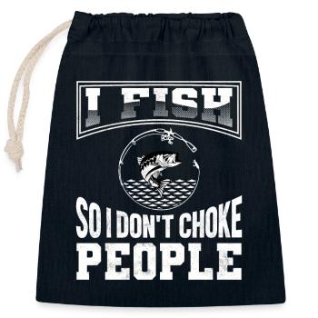 Fish Angel Fishing Claim Gift - Closable cotton gift bag (25x30cm) - navy - Front