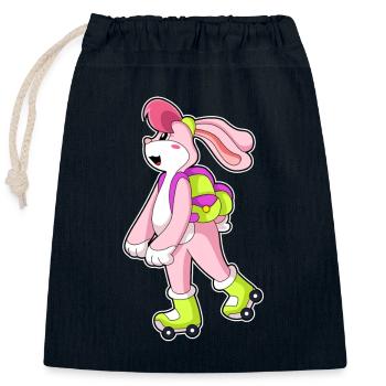 Hase Rollschuhfahren Rollschuhe - Verschließbarer Geschenkbeutel aus Baumwolle (25x30cm) - Navy - Vorne