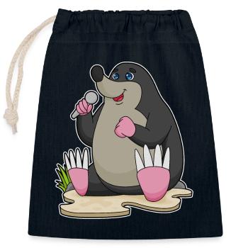 Mole Singer Microphone Singing - Closable cotton gift bag (25x30cm) - navy - Front