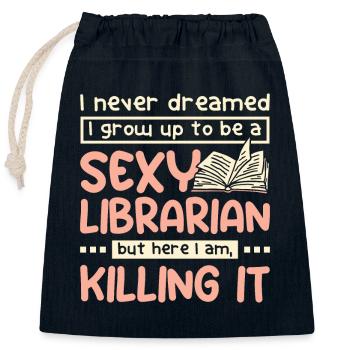 Sexy librarian - Closable cotton gift bag (25x30cm) - navy - Front