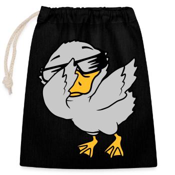 Dabbing Party Ducklings Cool - Closable cotton gift bag (25x30cm) - black - Front
