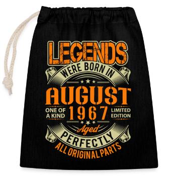 1967 Légende d’anniversaire d’août - Sac cadeau en coton avec cordon (25 x 30 cm) - noir - Devant