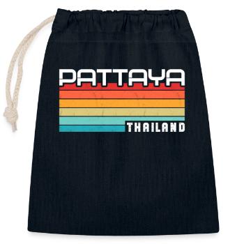 Vintage Urlaub Reise Pattaya Thailand Asien - Verschließbarer Geschenkbeutel aus Baumwolle (25x30cm) - Navy - Vorne