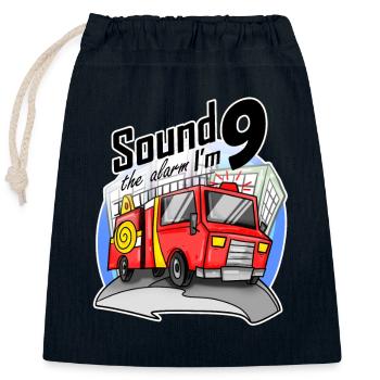 9 ans Jeune camion de pompiers voiture de pompier - Sac cadeau en coton avec cordon (25 x 30 cm) - bleu marine - Devant
