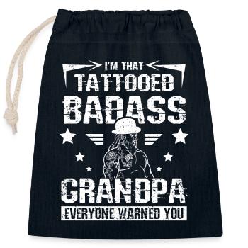 Tattooed badass Grandpa - Verschließbarer Geschenkbeutel aus Baumwolle (25x30cm) - Navy - Vorne