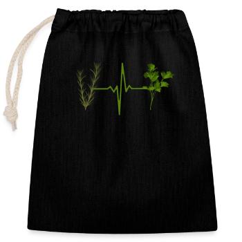 Herbes Jardin Herbes Heartbeat - Sac cadeau en coton avec cordon (25 x 30 cm) - noir - Devant