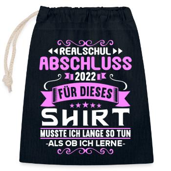 Realschule bestanden Realschulabschluss 2022 - Verschließbarer Geschenkbeutel aus Baumwolle (25x30cm) - Navy - Vorne
