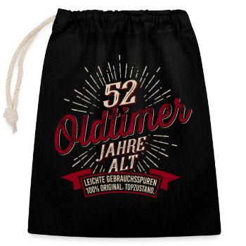 52. Geburtstag Oldtimer - Verschließbarer Geschenkbeutel aus Baumwolle (25x30cm) - Schwarz - Vorne