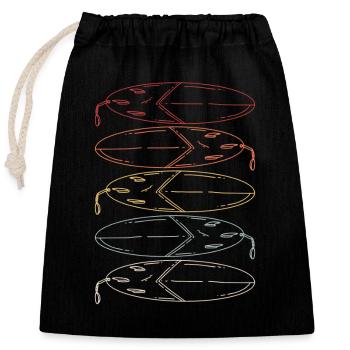 Vintage Surfboard - Closable cotton gift bag (25x30cm) - black - Front