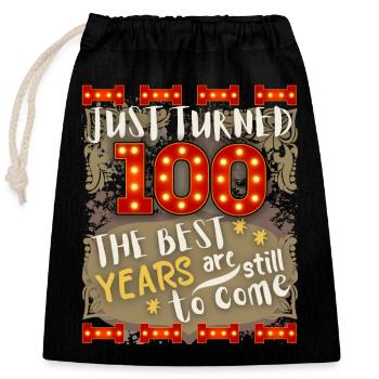 100th birthday 100 years old vintage saying - Closable cotton gift bag (25x30cm) - black - Front