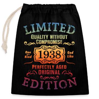 Anniversaire 1938 Édition Limitée Cadeau Occasion Cool - Sac cadeau en coton avec cordon (25 x 30 cm) - noir - Devant