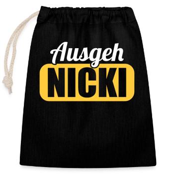 DDR Ostdeutschland Osten Ossi Ausgeh Nicki - Verschließbarer Geschenkbeutel aus Baumwolle (25x30cm) - Schwarz - Vorne