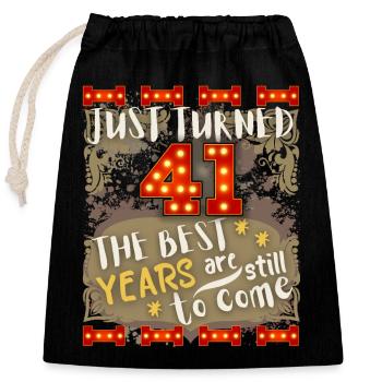 41. Geburtstag 41 Jahre alt Vintage-Design, Spruch - Verschließbarer Geschenkbeutel aus Baumwolle (25x30cm) - Schwarz - Vorne