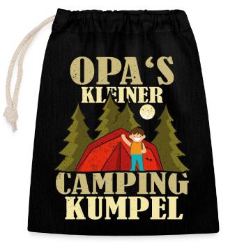 Opas kleiner camping kumpel - Verschließbarer Geschenkbeutel aus Baumwolle (25x30cm) - Schwarz - Vorne