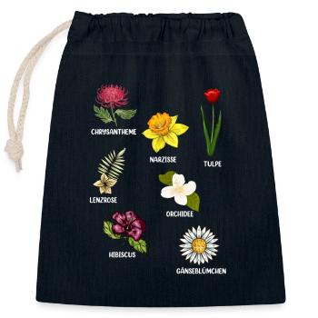 Espèces de fleurs Fleurs - Sac cadeau en coton avec cordon (25 x 30 cm) - bleu marine - Devant
